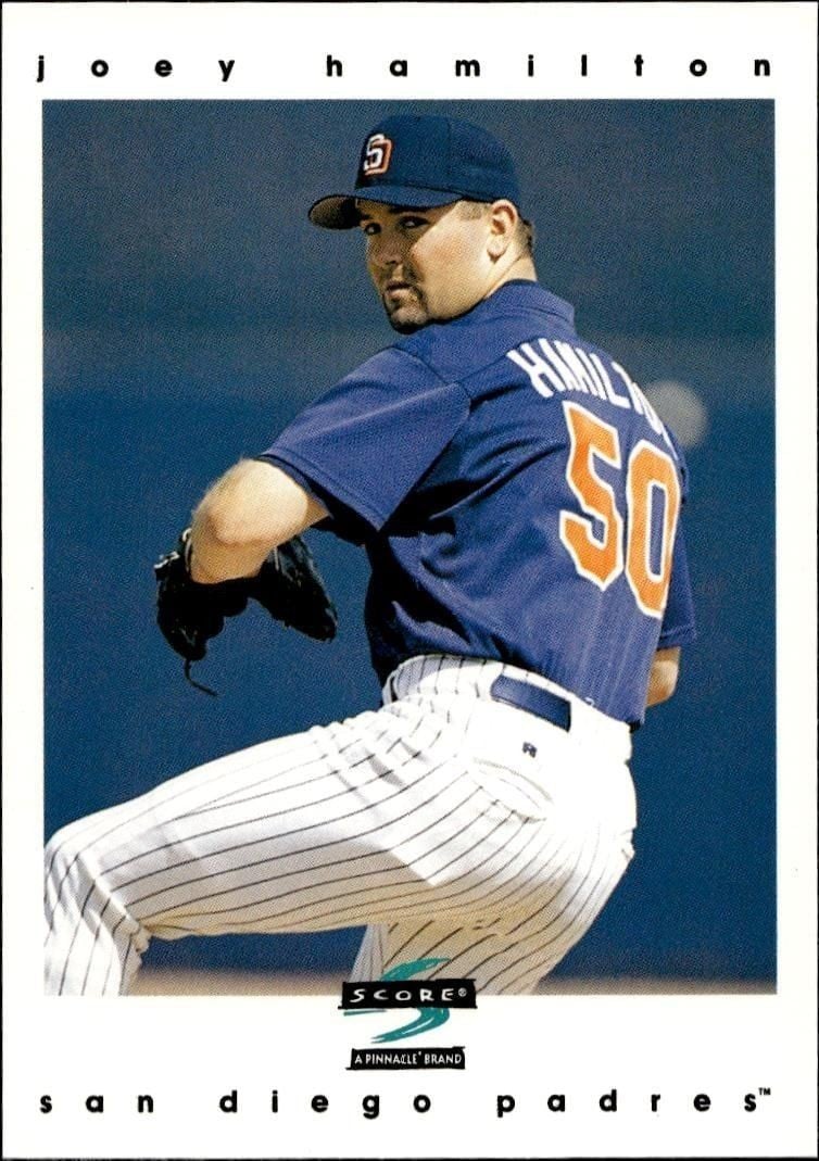 Joey Hamilton 1997 Pinnacle Score #261 Baseball Trading Card - Front 1997 Pinnacle Score Joey Hamilton #261 baseball trading card front