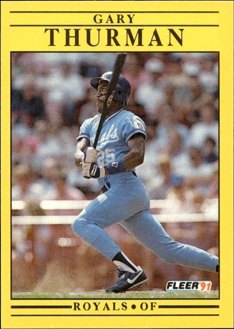 Gary Thurman 1991 Fleer #573 Baseball Trading Card - Front 1991 Fleer Gary Thurman #573 baseball trading card front