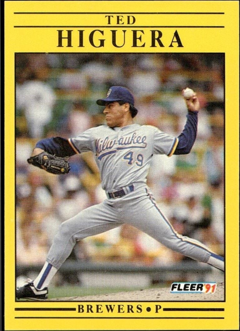 Ted Higuera 1991 Fleer #586 Baseball Trading Card - Front 1991 Fleer Ted Higuera #586 baseball trading card front