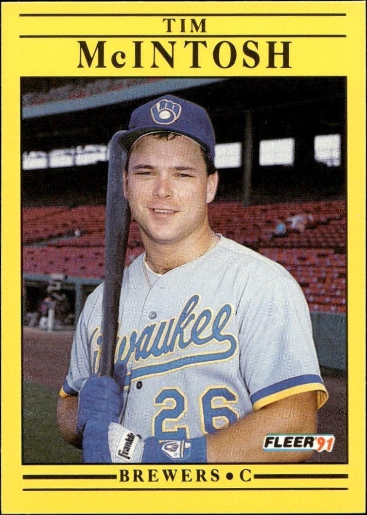 Tim McIntosh 1991 Fleer #589 Baseball Trading Card - Front 1991 Fleer Tim McIntosh #589 baseball trading card front