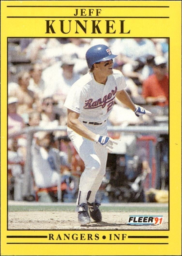 Jeff Kunkel 1991 Fleer #292 Baseball Trading Card - Front 1991 Fleer Jeff Kunkel #292 baseball trading card front