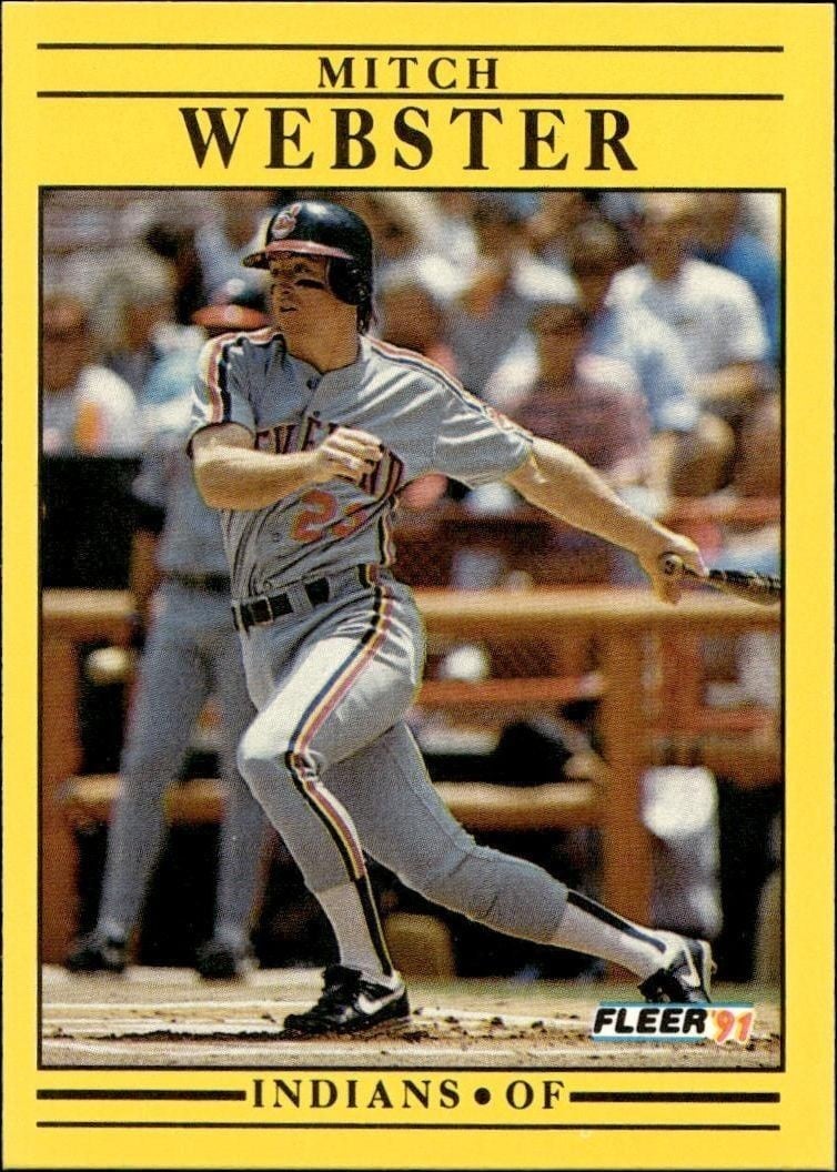Mitch Webster 1991 Fleer #384 Baseball Trading Card - Front 1991 Fleer Mitch Webster #384 baseball trading card front