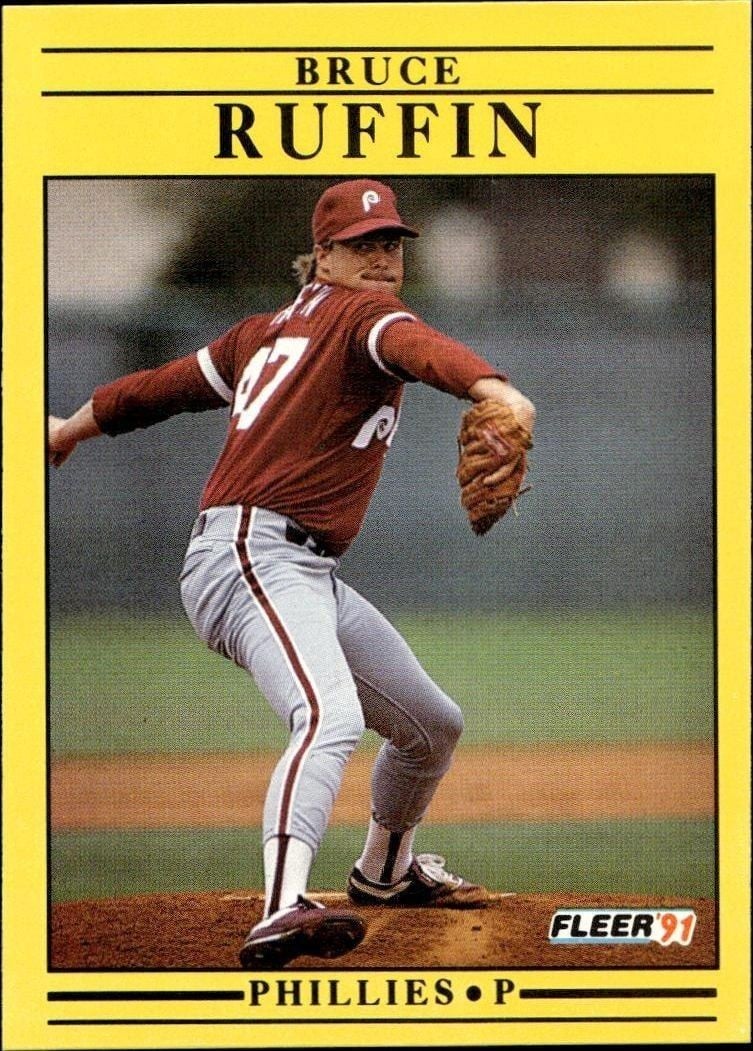 Bruce Ruffin 1991 Fleer #411 Baseball Trading Card - Front 1991 Fleer Bruce Ruffin #411 baseball trading card front