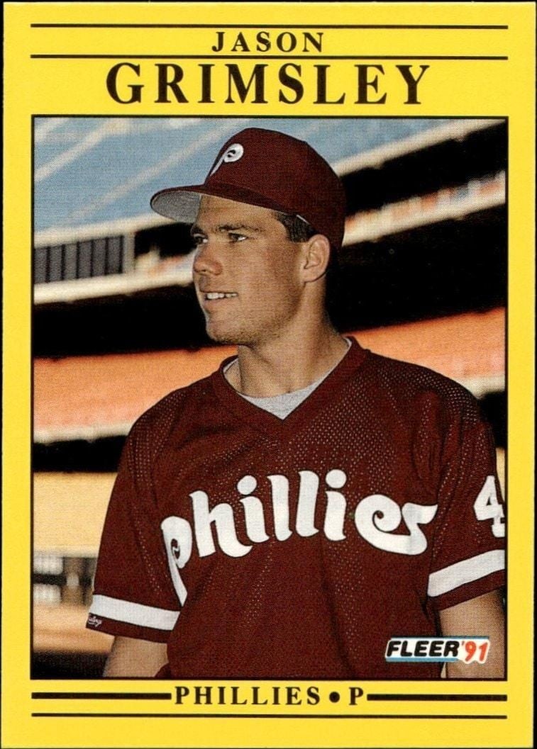 Jason Grimsley 1991 Fleer #396 Baseball Trading Card - Front 1991 Fleer Jason Grimsley #396 baseball trading card front