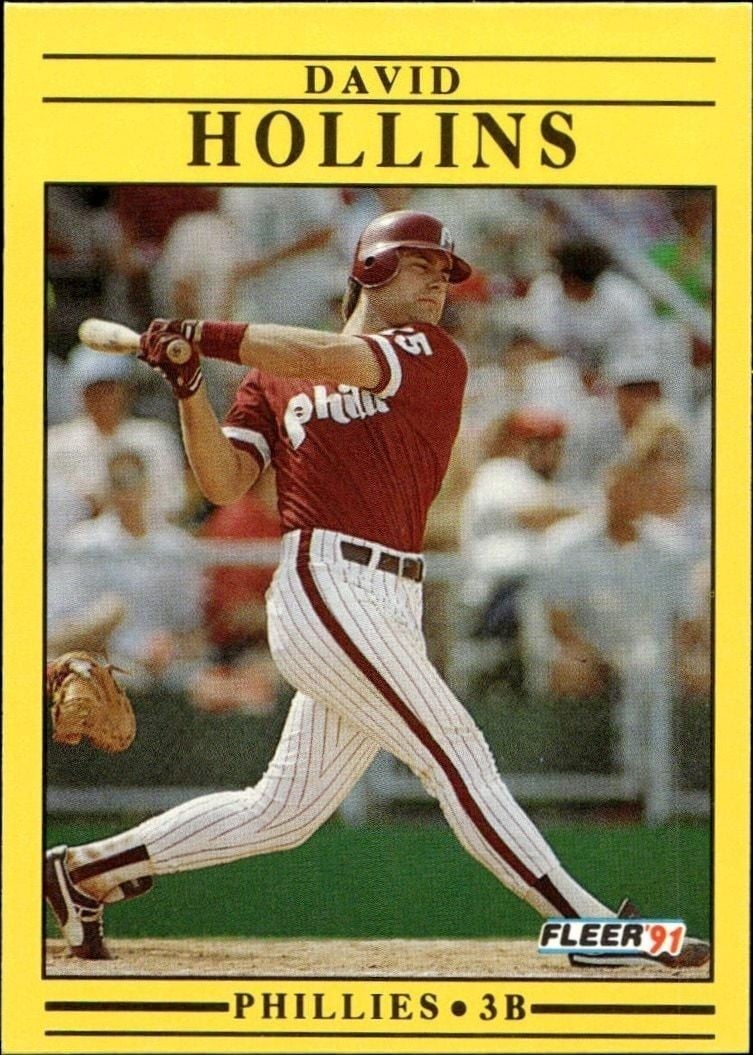 David Hollins 1991 Fleer #399 Baseball Trading Card - Front 1991 Fleer David Hollins #399 baseball trading card front