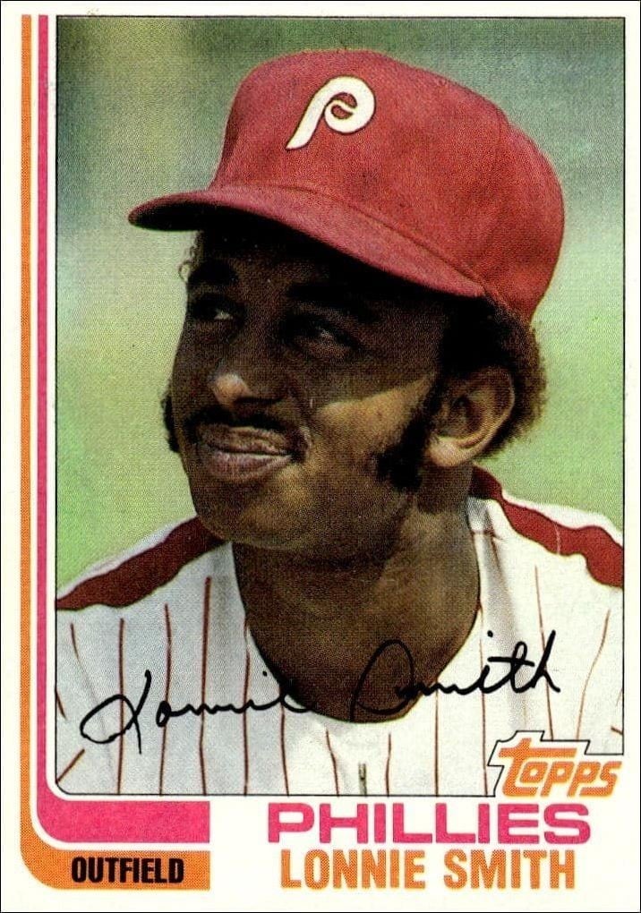 Lonnie Smith 1982 Topps #127 Baseball Trading Card - Front 1982 Topps Lonnie Smith #127 baseball trading card front