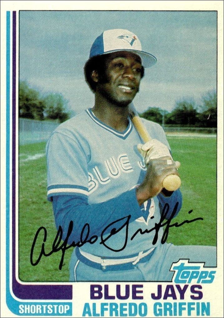 Alfredo Griffin 1982 Topps #677 Baseball Trading Card - Front 1982 Topps Alfredo Griffin #677 baseball trading card front