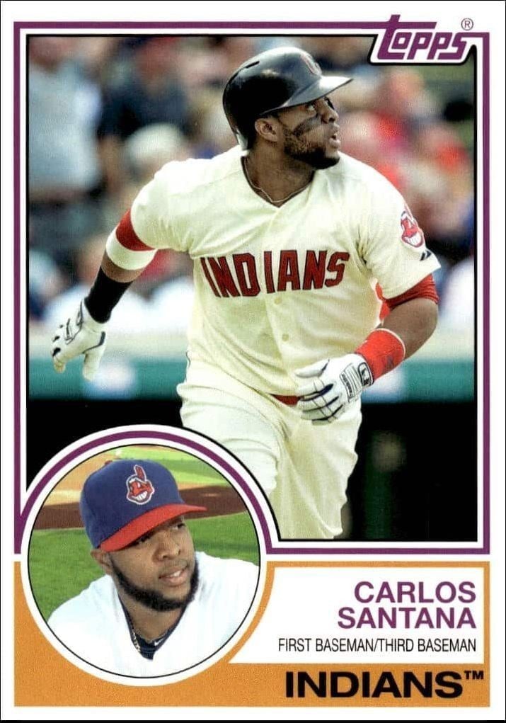 Carlos Santana 2015 Topps Archives #210 Baseball Trading Card - Front 2015 Topps Archives Carlos Santana #210 baseball trading card front