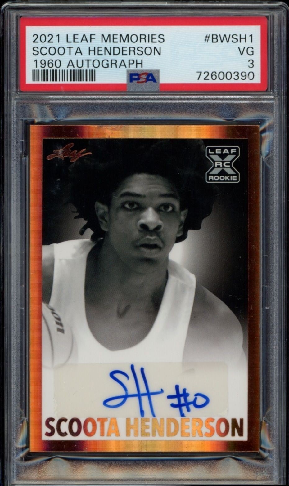 Scoota Henderson 2021-22 Leaf Memories #BW-SH1 Basketball Trading Card - Front 2021-22 Leaf Memories Scoota Henderson #BW-SH1 basketball trading card front