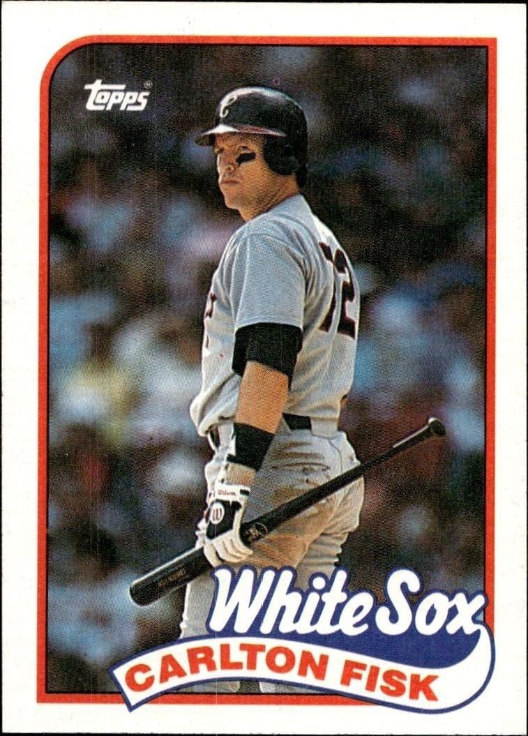 Carlton Fisk 1989 Topps #695 Baseball Trading Card - Front 1989 Topps Carlton Fisk #695 baseball trading card front