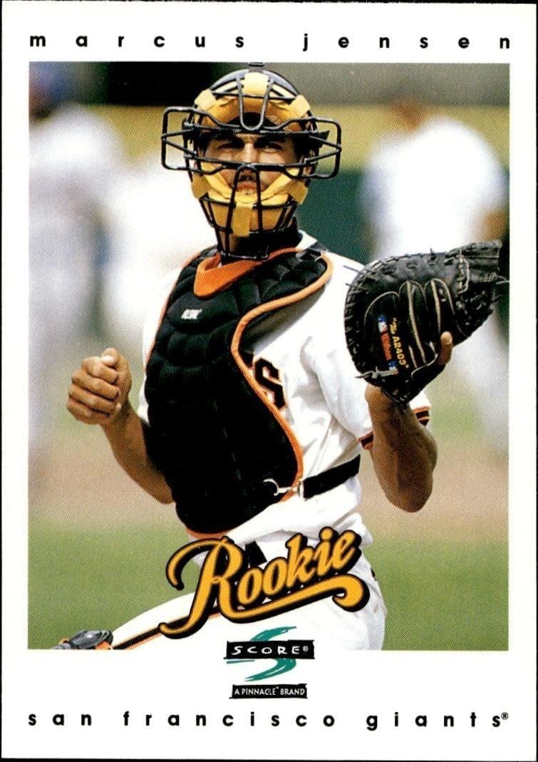 Marcus Jensen 1997 Pinnacle Score #327 Baseball Trading Card - Front 1997 Pinnacle Score Marcus Jensen #327 baseball trading card front