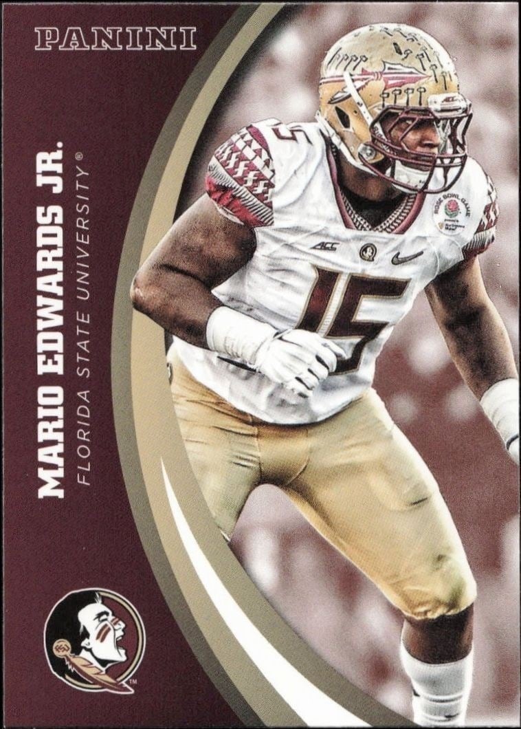 Mario Edwards Jr. 2015 Panini Florida State Seminoles #39 Football Trading Card - Front 2015 Panini Florida State Seminoles Mario Edwards Jr. #39 football trading card front