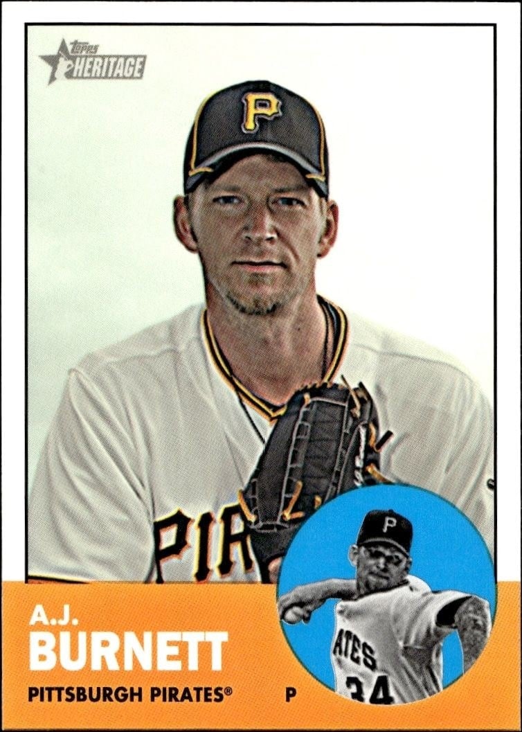 A.j. Burnett 2012 Topps #H647 Baseball Trading Card - Front 2012 Topps A.j. Burnett #H647 baseball trading card front