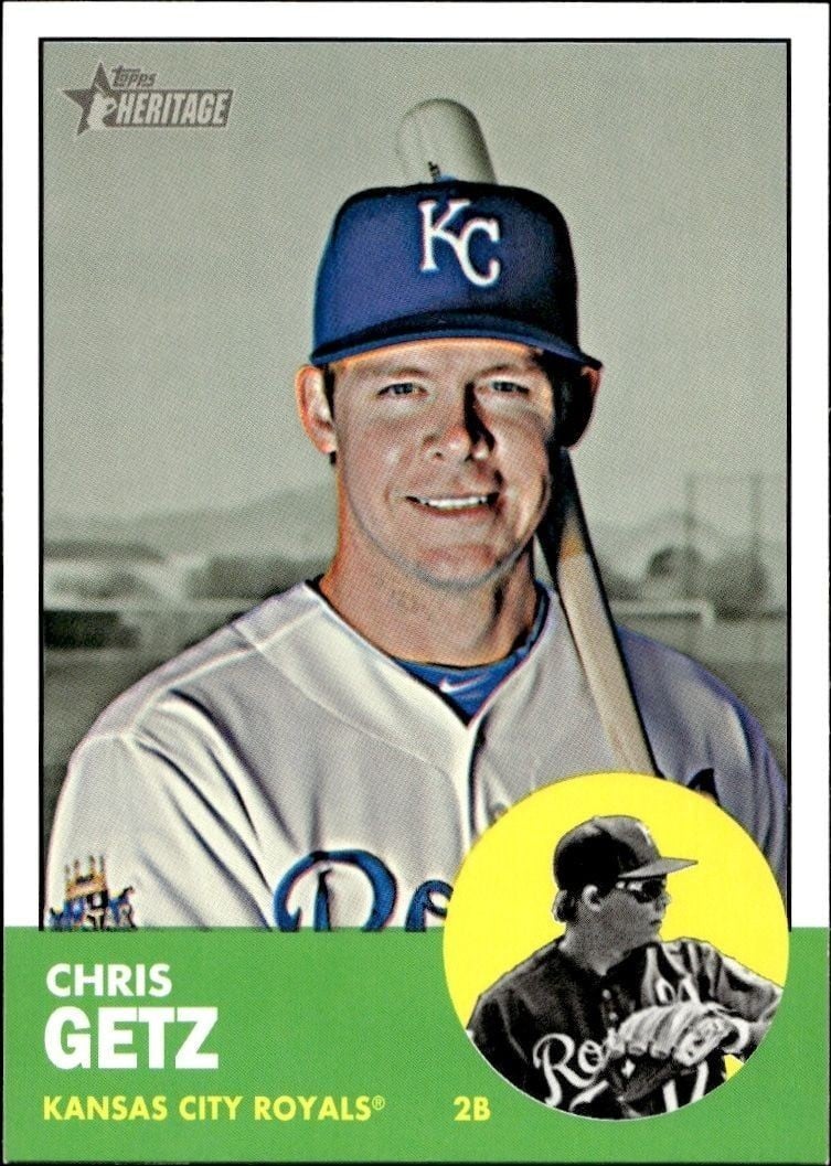 Chris Getz 2012 Topps Heritage High Number #H634 Baseball Trading Card - Front 2012 Topps Heritage High Number Chris Getz #H634 baseball trading card front