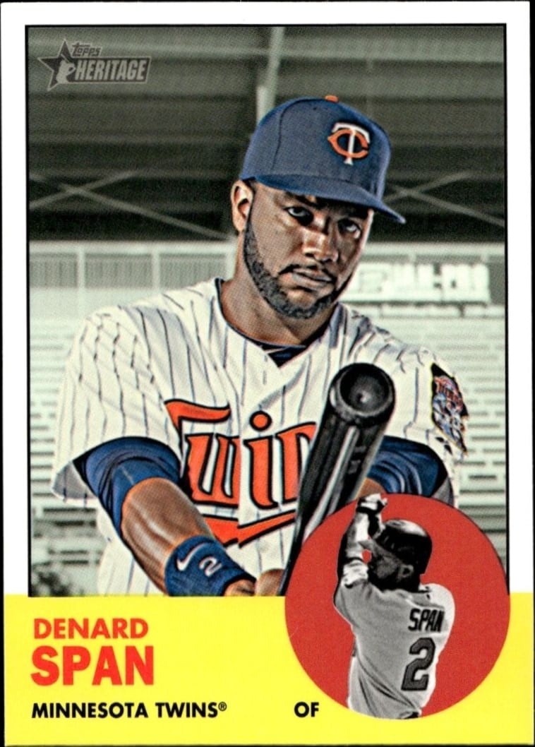 Denard Span 2012 Topps #H630 Baseball Trading Card - Front 2012 Topps Denard Span #H630 baseball trading card front