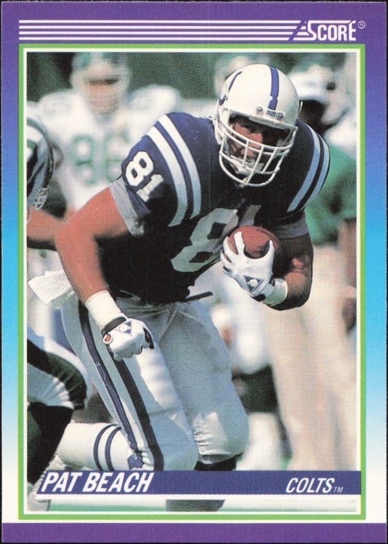 Pat Beach 1990 Score #505 Football Trading Card - Front 1990 Score Pat Beach #505 football trading card front