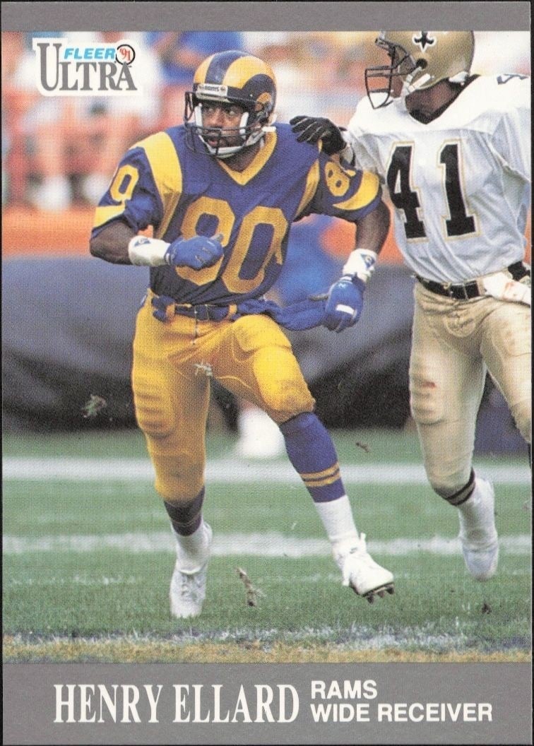 Henry Ellard 1991 Fleer Ultra #185 Football Trading Card - Front 1991 Fleer Ultra Henry Ellard #185 football trading card front
