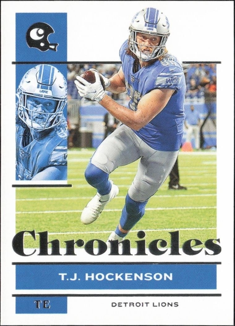 T.j. Hockenson 2021 Panini Chronicles #34 Football Trading Card - Front 2021 Panini Chronicles T.j. Hockenson #34 football trading card front