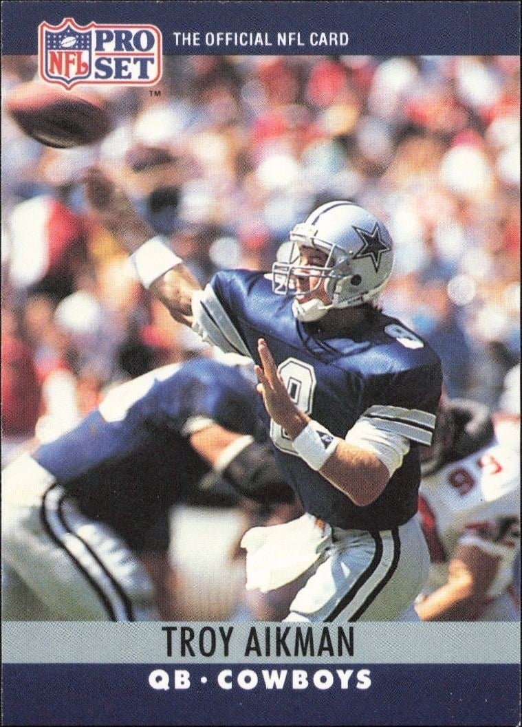 Troy Aikman 1990 Pro Set #78 Football Trading Card - Front 1990 Pro Set Troy Aikman #78 football trading card front
