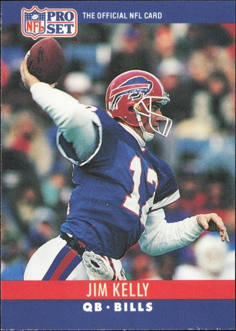 Jim Kelly 1990 Pro Set #40 Football Trading Card - Front 1990 Pro Set Jim Kelly #40 football trading card front