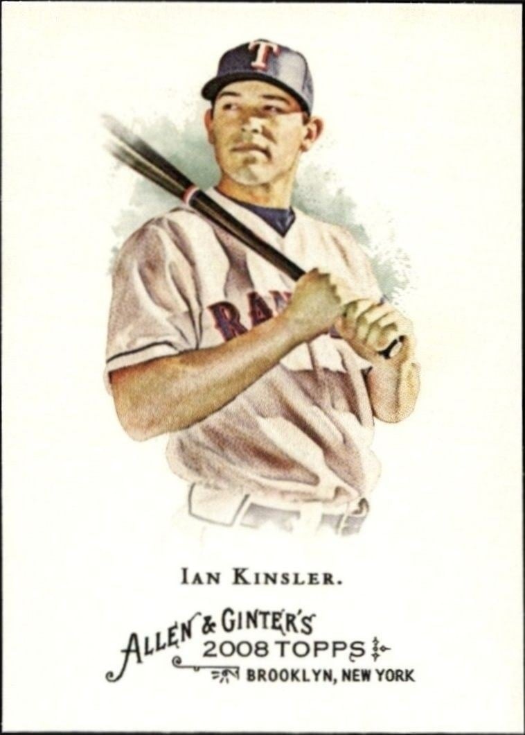 Ian Kinsler 2008 Topps Allen & Ginter #9 Baseball Trading Card - Front 2008 Topps Allen & Ginter Ian Kinsler #9 baseball trading card front