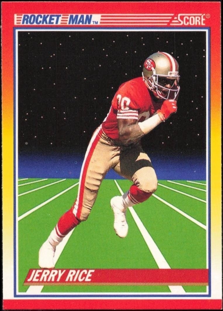 Jerry Rice 1990 Score #556 Football Trading Card - Front 1990 Score Jerry Rice #556 football trading card front