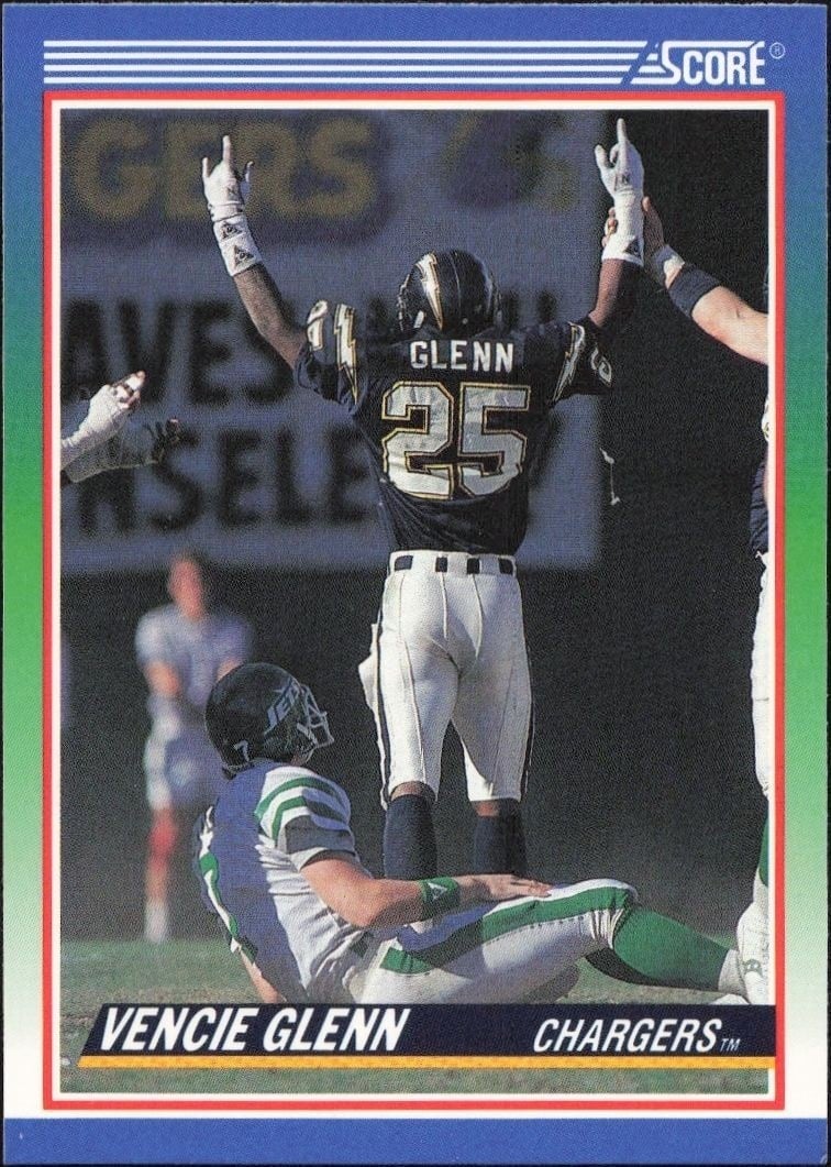 Vencie Glenn 1990 Score #394 Football Trading Card - Front 1990 Score Vencie Glenn #394 football trading card front