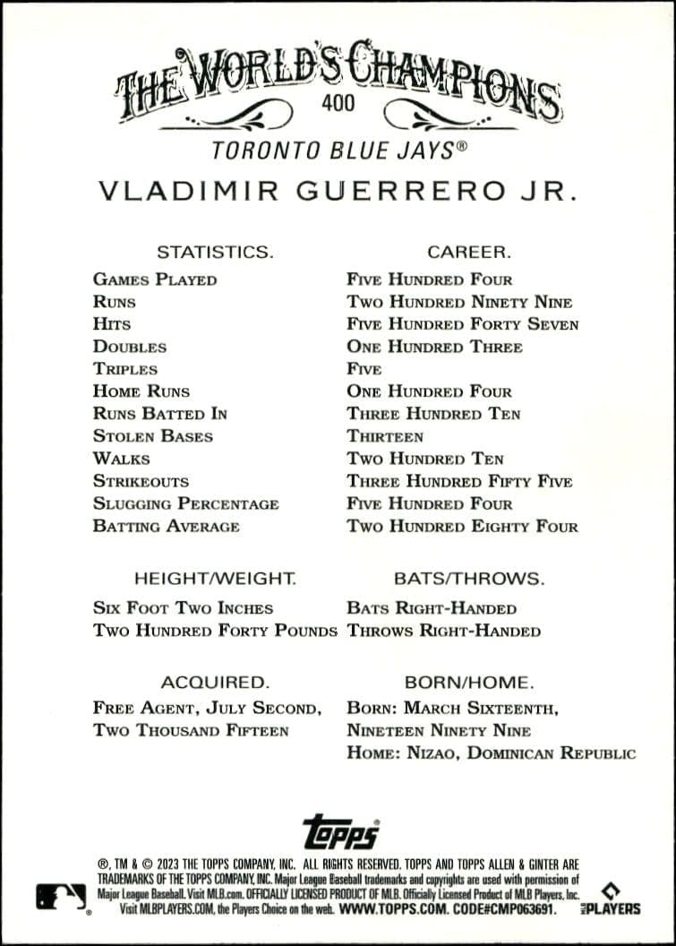 Vladimir Guerrero Jr. - Back