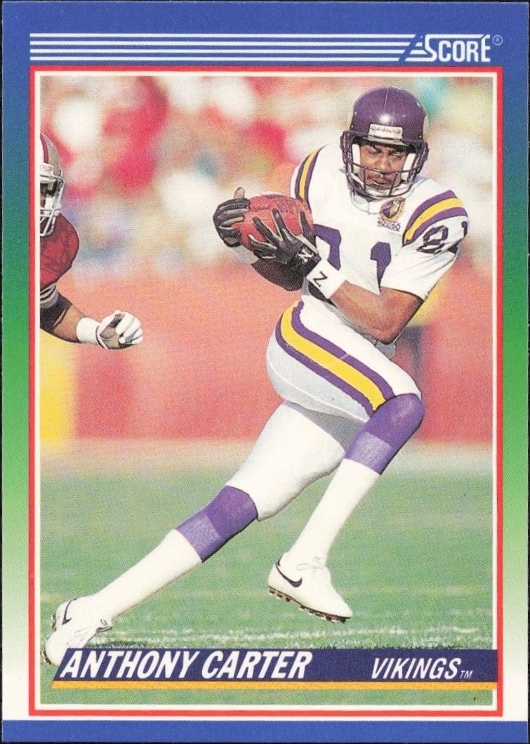 Anthony Carter 1990 Score #345 Football Trading Card - Front 1990 Score Anthony Carter #345 football trading card front