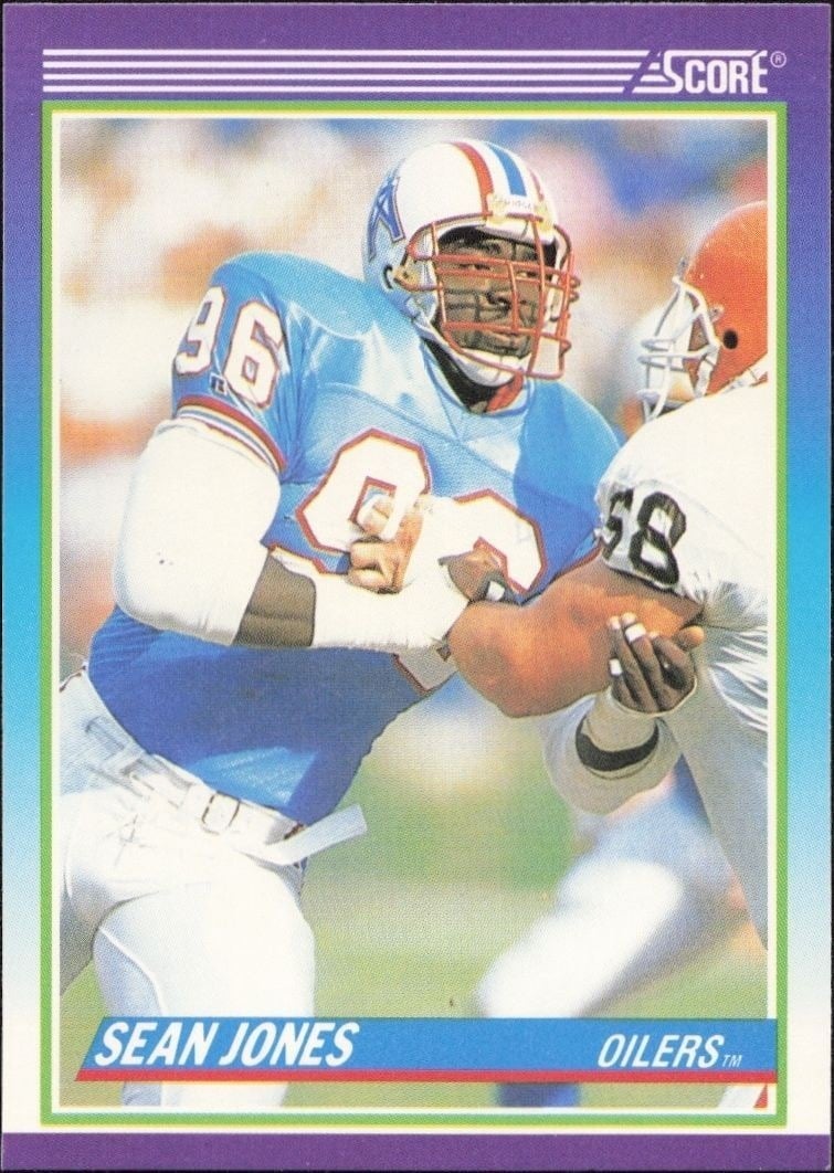 Sean Jones 1990 Score #534 Football Trading Card - Front 1990 Score Sean Jones #534 football trading card front