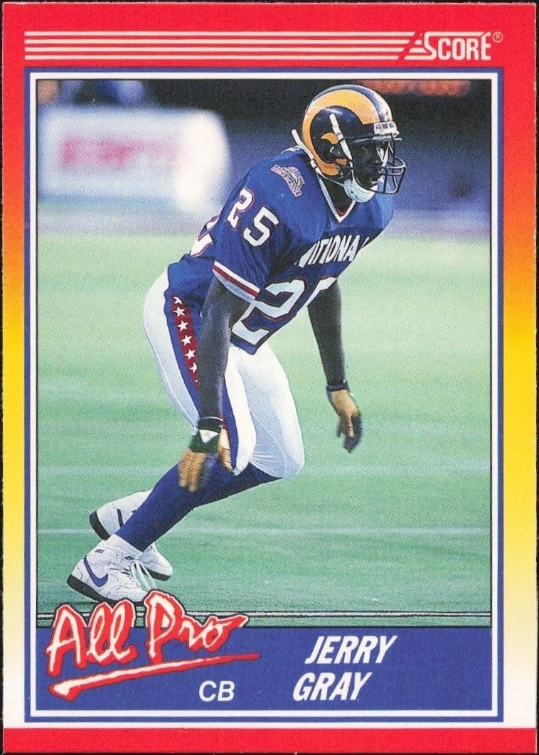 Jerry Gray 1990 Score #567 Football Trading Card - Front 1990 Score Jerry Gray #567 football trading card front