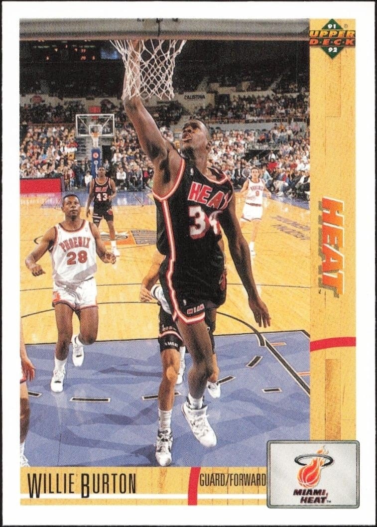 Willie Burton 1991-92 Upper Deck #168 Basketball Trading Card - Front 1991-92 Upper Deck Willie Burton #168 basketball trading card front