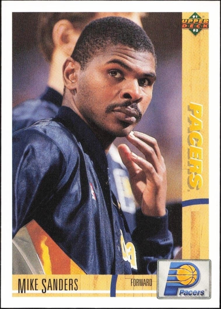 Mike Sanders 1991-92 Upper Deck #337 Basketball Trading Card - Front 1991-92 Upper Deck Mike Sanders #337 basketball trading card front