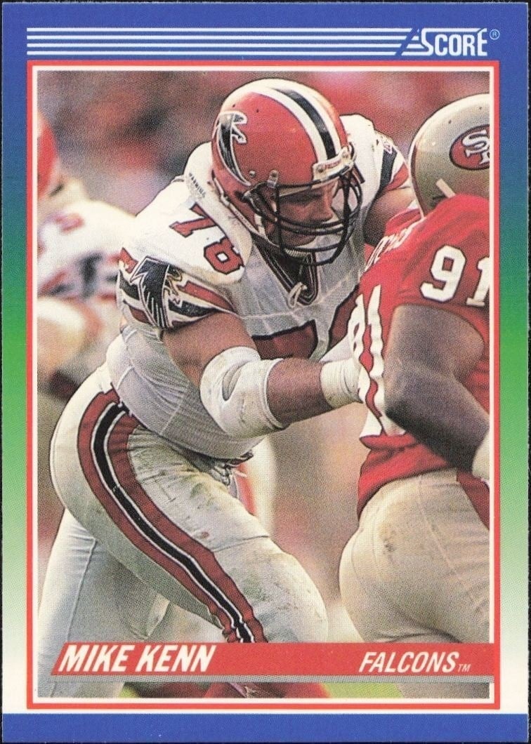 Mike Kenn 1990 Score #406 Football Trading Card - Front 1990 Score Mike Kenn #406 football trading card front