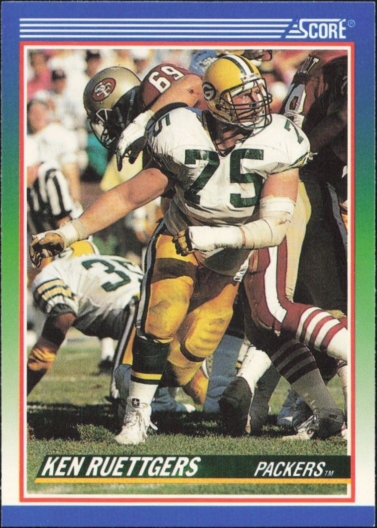 Ken Ruettgers 1990 Score #386 Football Trading Card - Front 1990 Score Ken Ruettgers #386 football trading card front