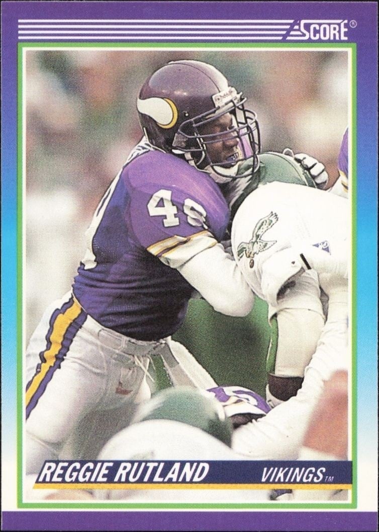 Reggie Rutland 1990 Score #498 Football Trading Card - Front 1990 Score Reggie Rutland #498 football trading card front