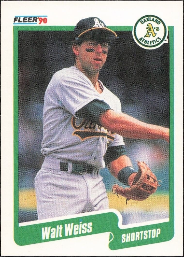 Walt Weiss 1990 Fleer #22 Baseball Trading Card - Front 1990 Fleer Walt Weiss #22 baseball trading card front