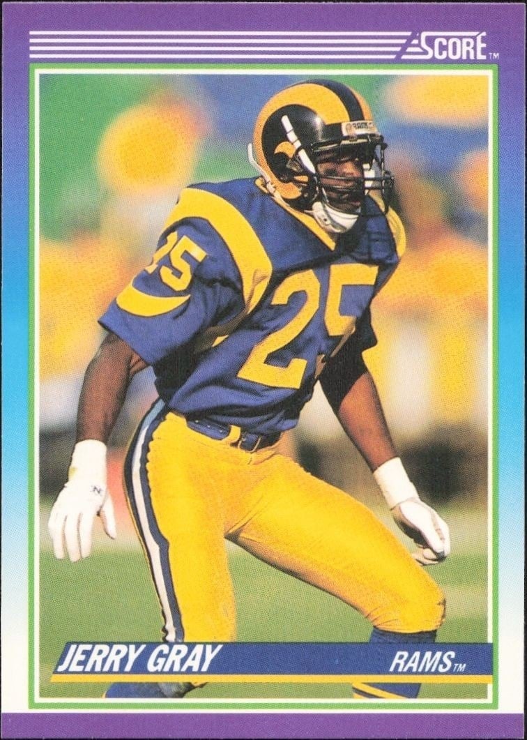 Jerry Gray 1990 Score #158 Football Trading Card - Front 1990 Score Jerry Gray #158 football trading card front