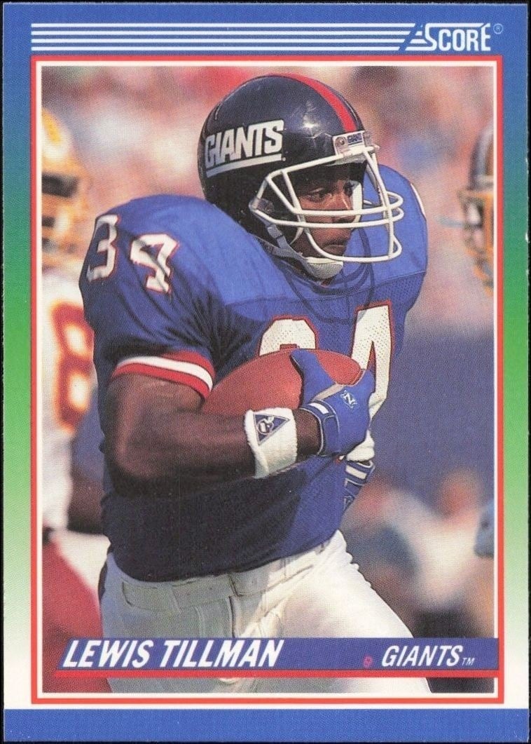 Lewis Tillman 1990 Score #334 Football Trading Card - Front 1990 Score Lewis Tillman #334 football trading card front