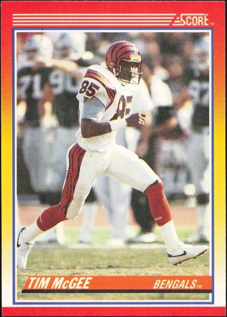 Tim McGee 1990 Score #243 Football Trading Card - Front 1990 Score Tim McGee #243 football trading card front
