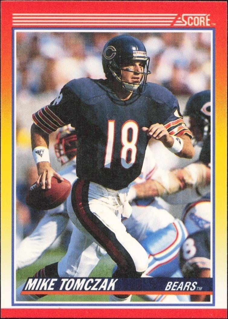 Mike Tomczak 1990 Score #244 Football Trading Card - Front 1990 Score Mike Tomczak #244 football trading card front
