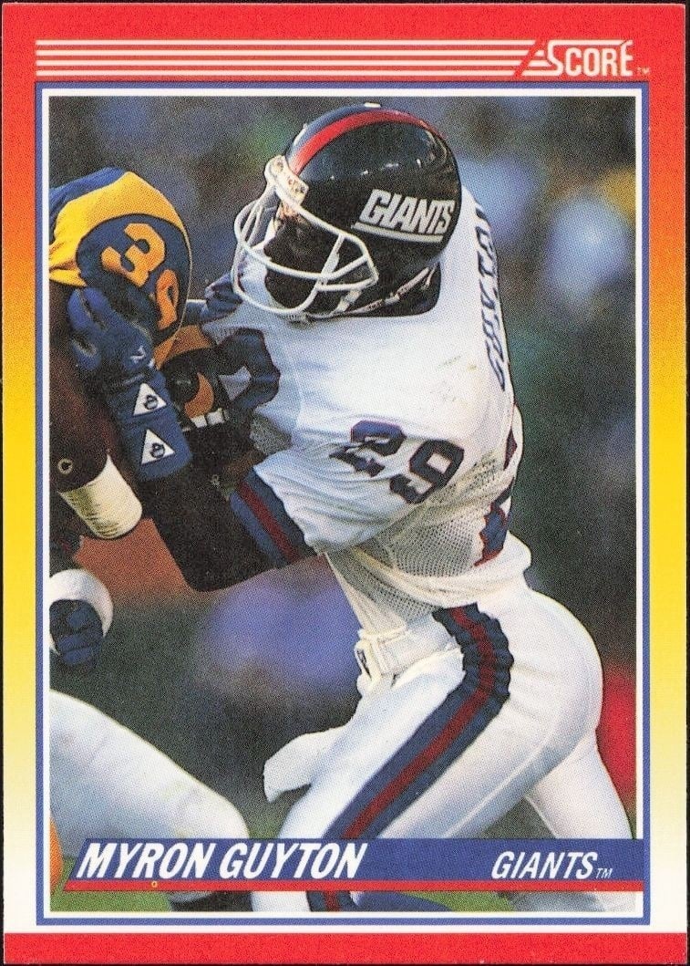 Myron Guyton 1990 Score #253 Football Trading Card - Front 1990 Score Myron Guyton #253 football trading card front