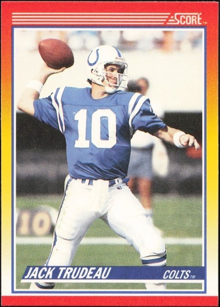 Jack Trudeau 1990 Score #266 Football Trading Card - Front 1990 Score Jack Trudeau #266 football trading card front