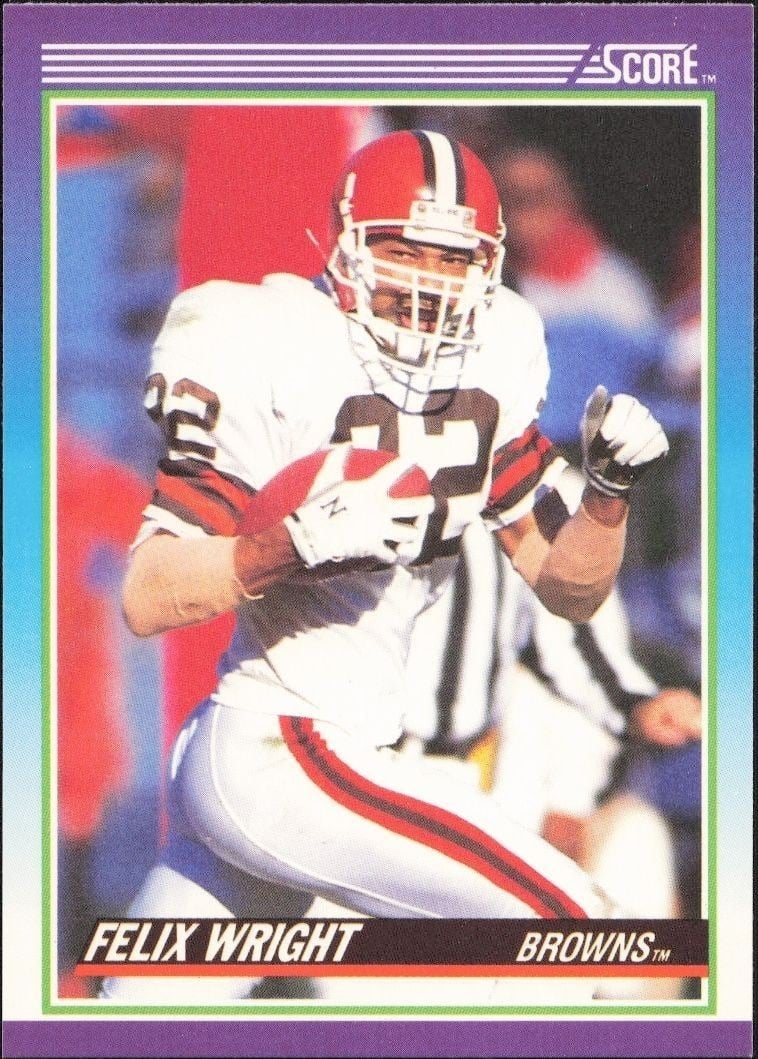 Felix Wright 1990 Score #122 Football Trading Card - Front 1990 Score Felix Wright #122 football trading card front