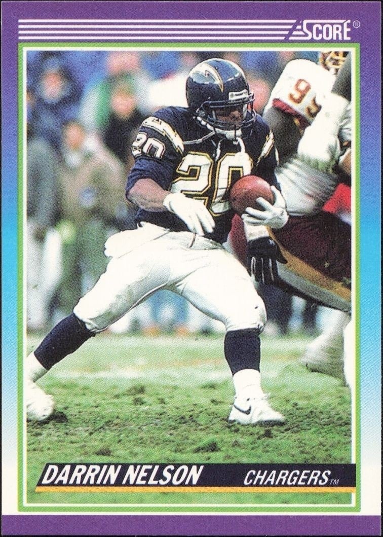 Darrin Nelson 1990 Score #523 Football Trading Card - Front 1990 Score Darrin Nelson #523 football trading card front