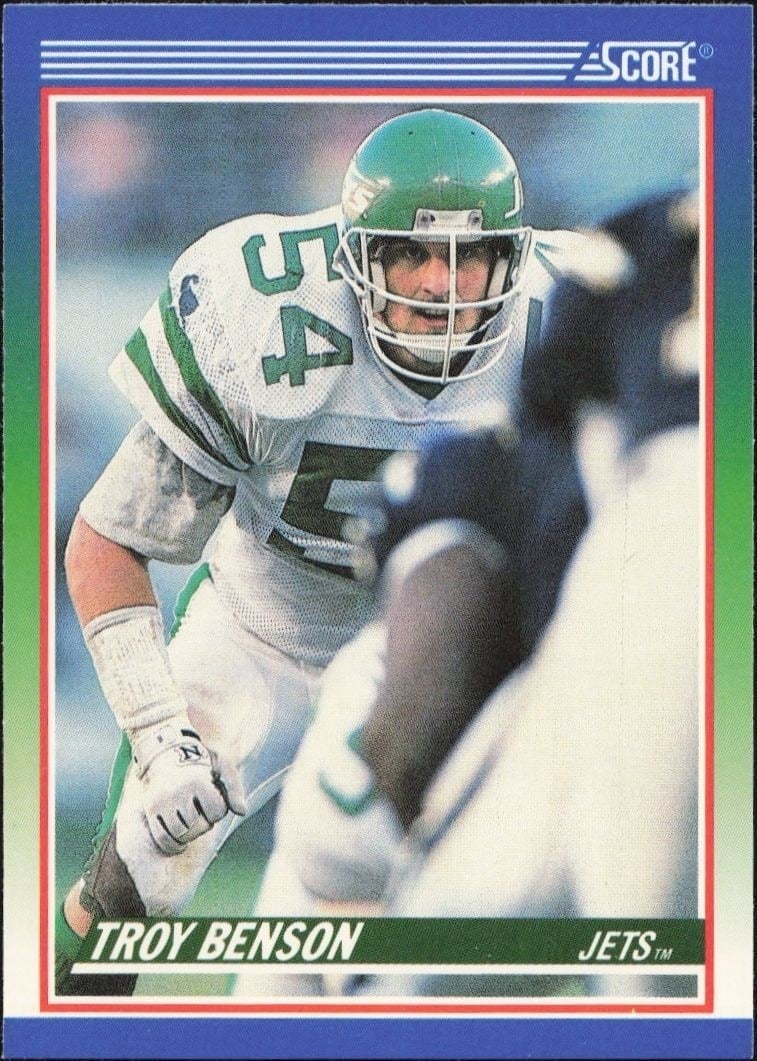 Troy Benson 1990 Score #399 Football Trading Card - Front 1990 Score Troy Benson #399 football trading card front