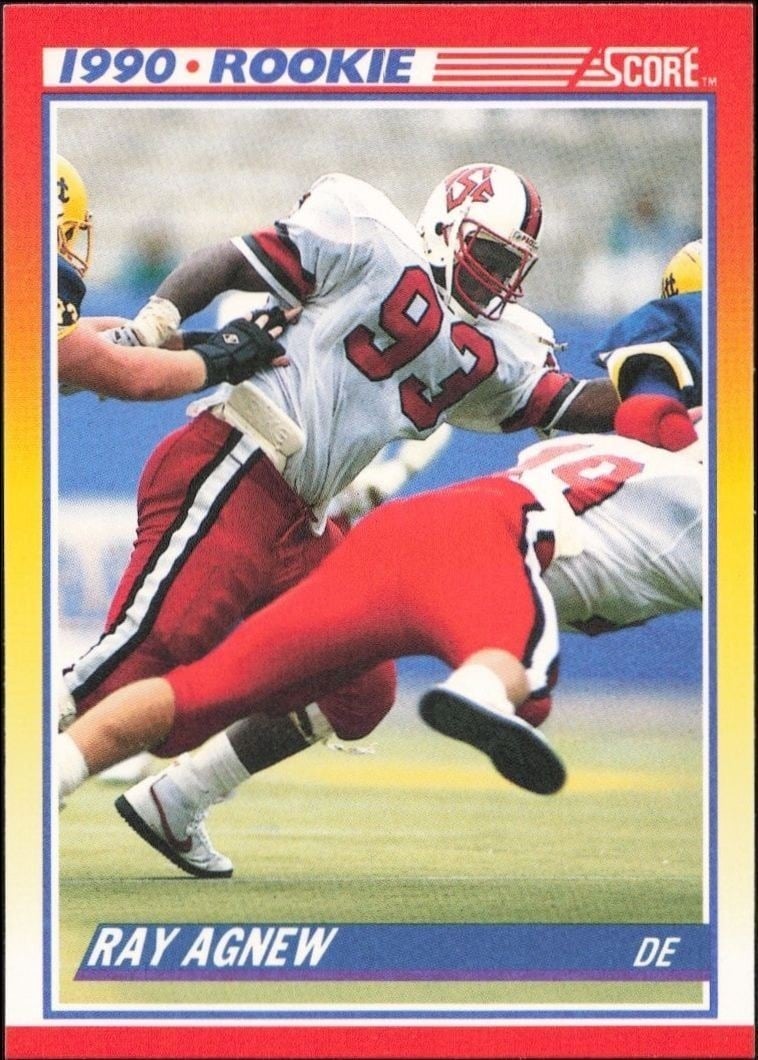 Ray Agnew 1990 Score #293 Football Trading Card - Front 1990 Score Ray Agnew #293 football trading card front