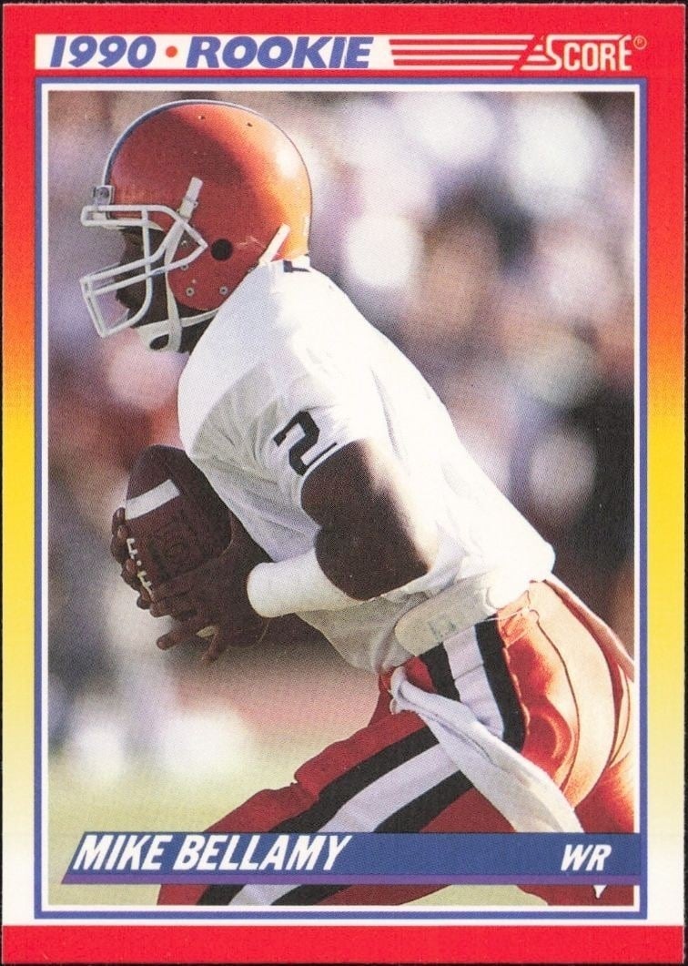Mike Bellamy 1990 Score #626 Football Trading Card - Front 1990 Score Mike Bellamy #626 football trading card front