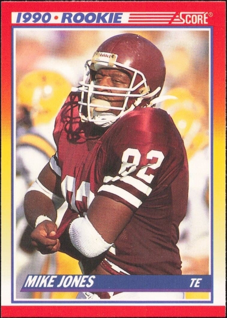 Mike Jones 1990 Score #638 Football Trading Card - Front 1990 Score Mike Jones #638 football trading card front