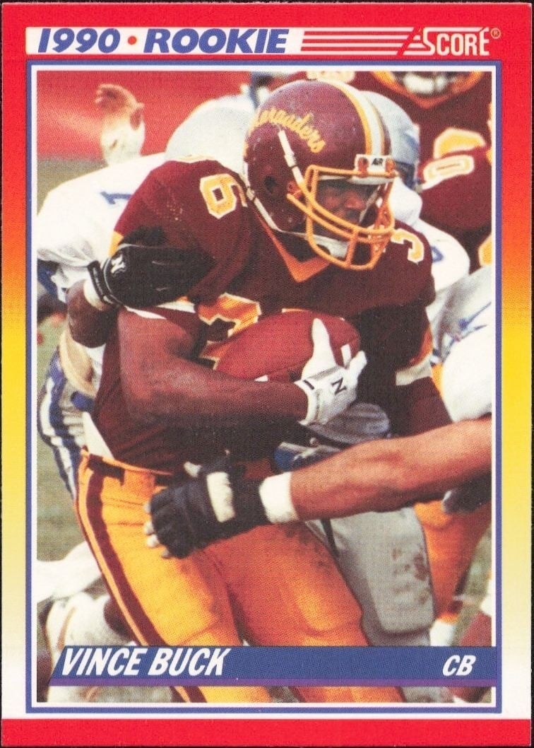 Vince Buck 1990 Score #637 Football Trading Card - Front 1990 Score Vince Buck #637 football trading card front